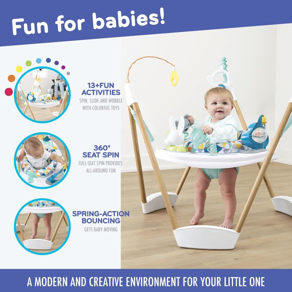 imageEvenflo Exersaucer Woodland Wonder Baby Activity Center 13 Colorful Activities with Full 360Degree Spin and Enhanced Springs for Bouncing Fun