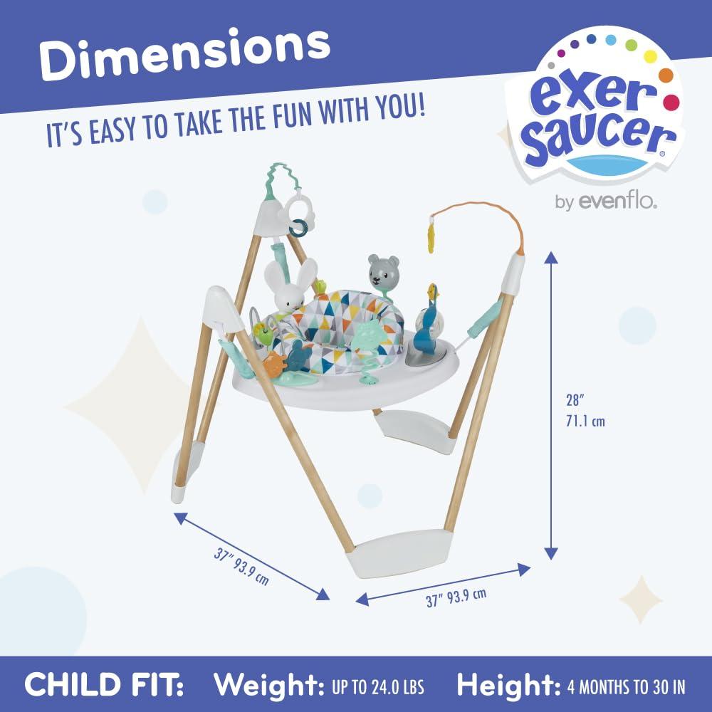 imageEvenflo Exersaucer Woodland Wonder Baby Activity Center 13 Colorful Activities with Full 360Degree Spin and Enhanced Springs for Bouncing Fun