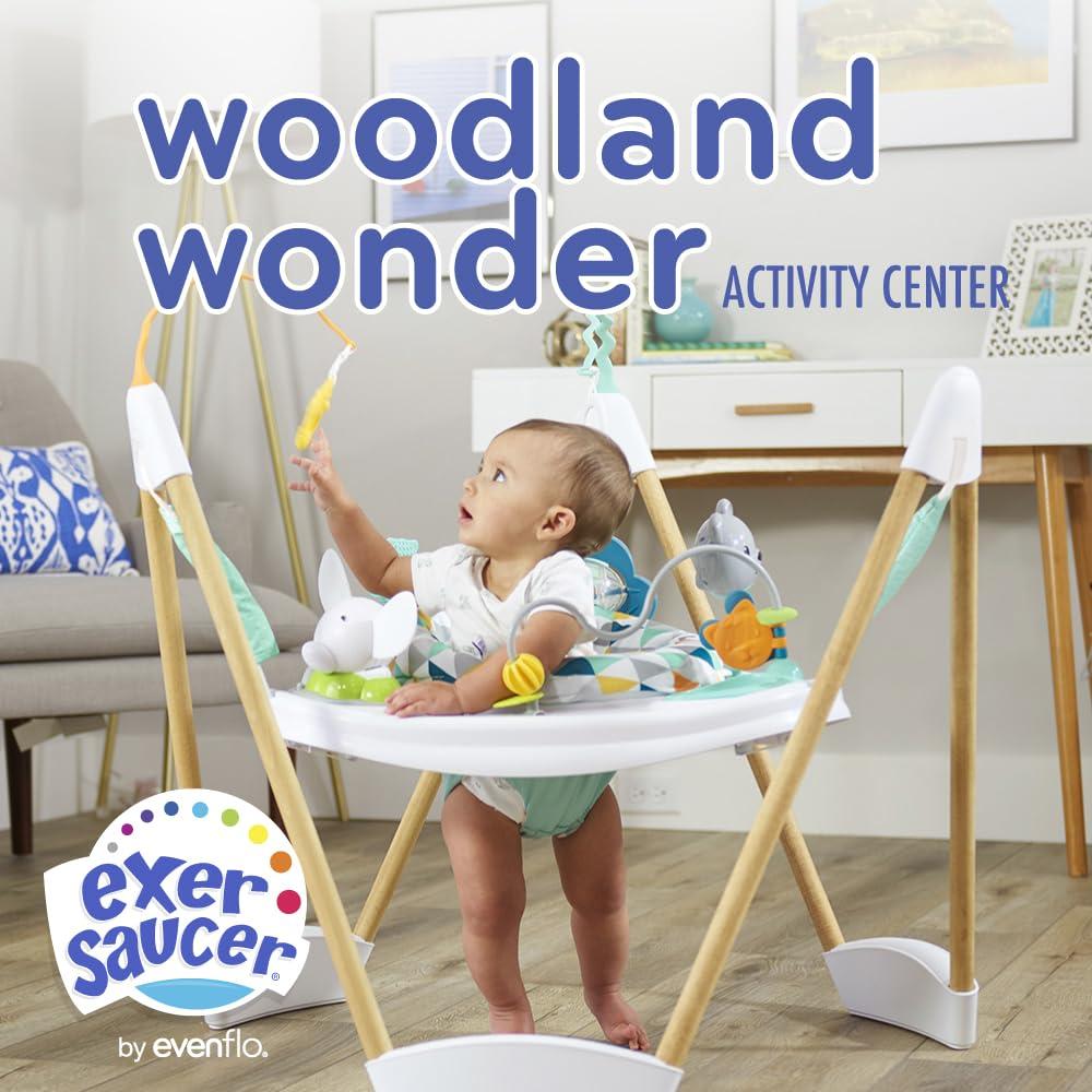 imageEvenflo Exersaucer Woodland Wonder Baby Activity Center 13 Colorful Activities with Full 360Degree Spin and Enhanced Springs for Bouncing Fun