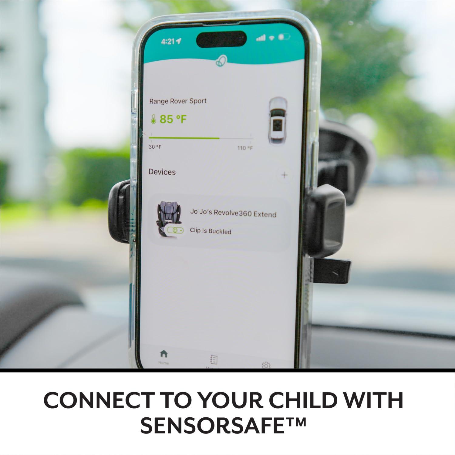 imageEvenflo Gold Revolve360 Extend AllinOne Rotational Car Seat with SensorSafe Onyx BlackBlue