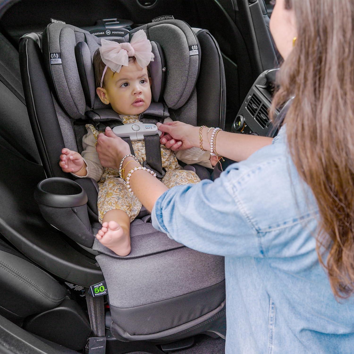 imageEvenflo Gold Revolve360 Extend AllinOne Rotational Car Seat with SensorSafe Onyx BlackMoonstone Gray