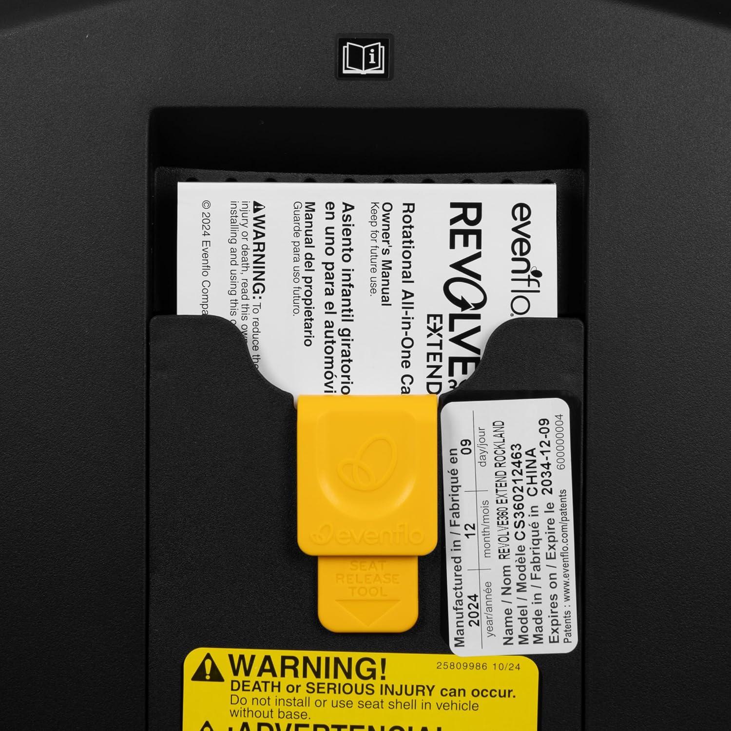 imageEvenflo Gold Revolve360 Extend AllinOne Rotational Car Seat with SensorSafe Onyx BlackMoonstone Gray