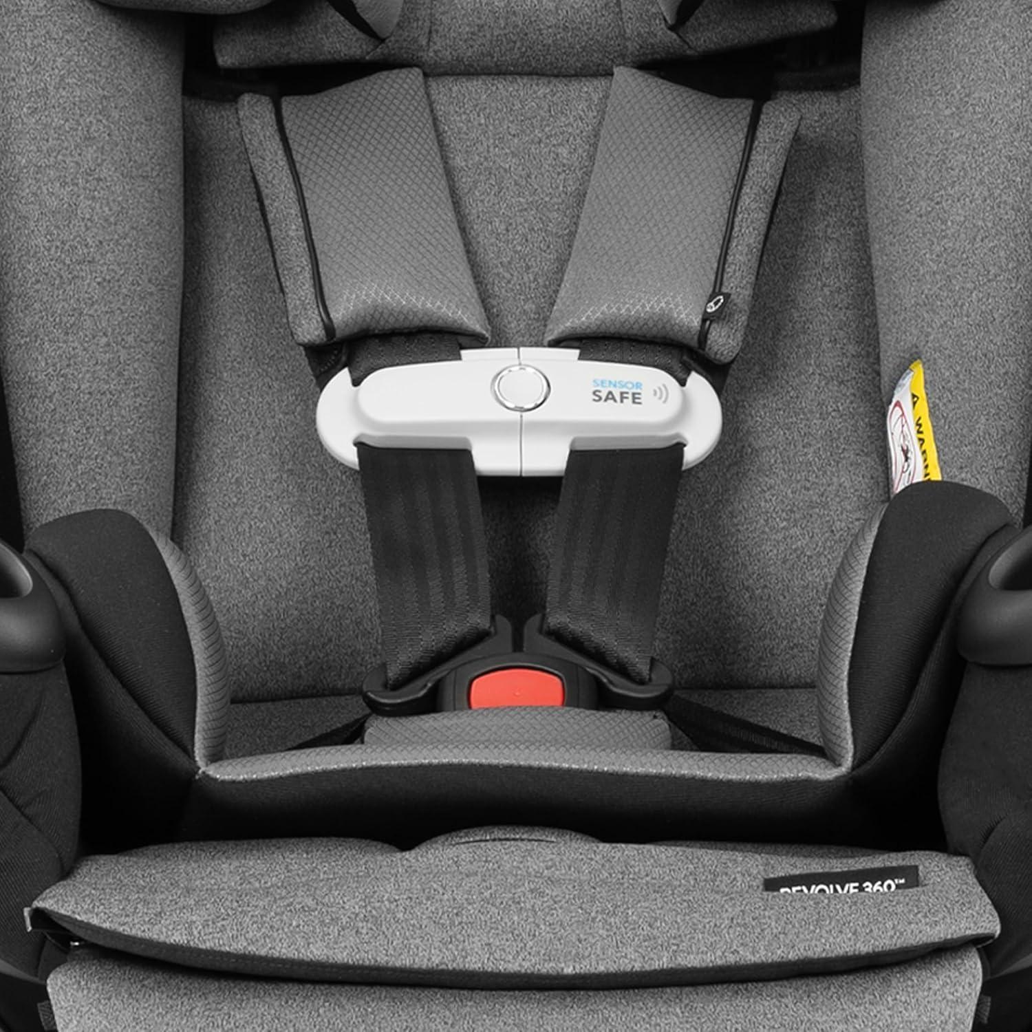 imageEvenflo Gold Revolve360 Extend AllinOne Rotational Car Seat with SensorSafe Onyx BlackMoonstone Gray