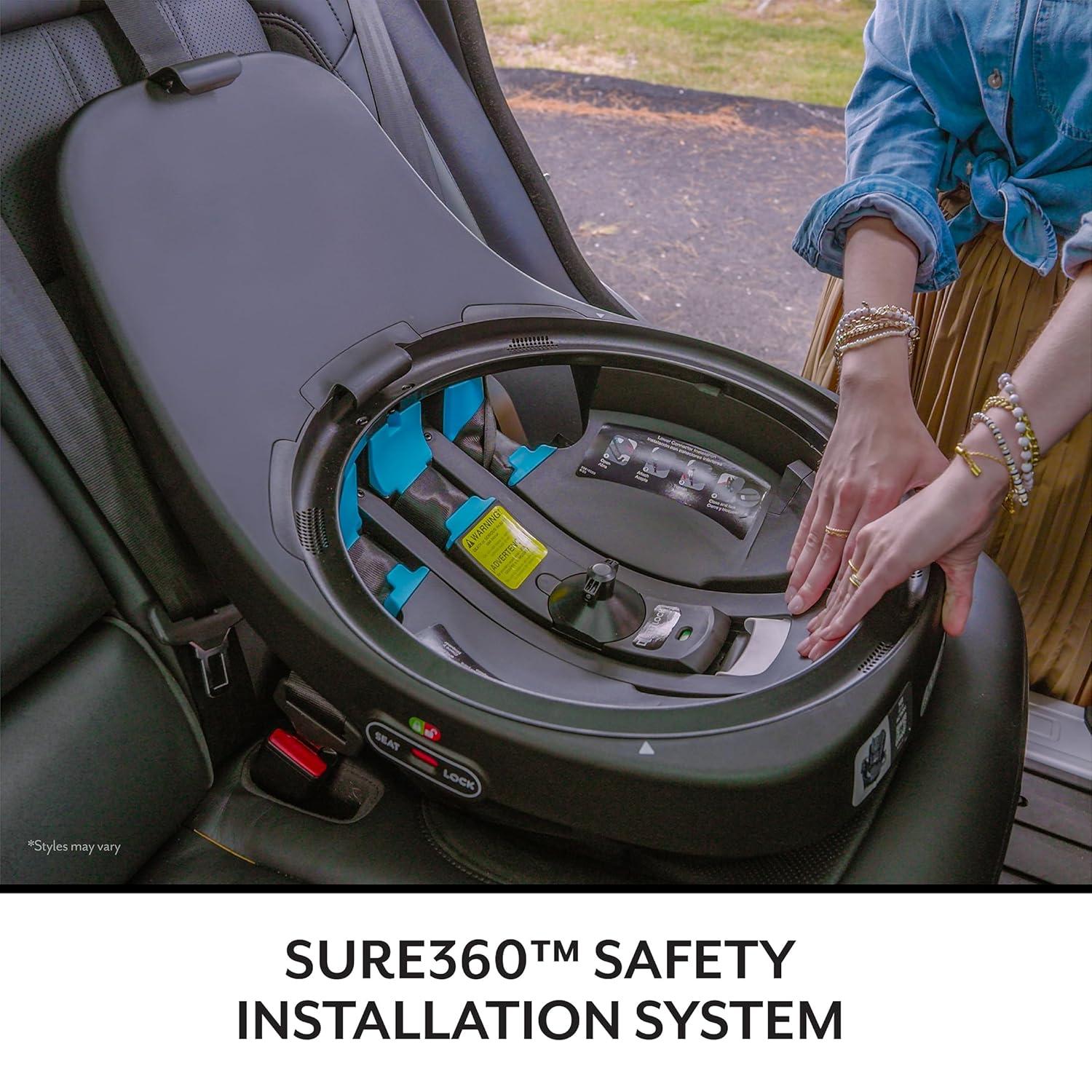 imageEvenflo Gold Revolve360 Extend AllinOne Rotational Car Seat with SensorSafe Onyx BlackMoonstone Gray