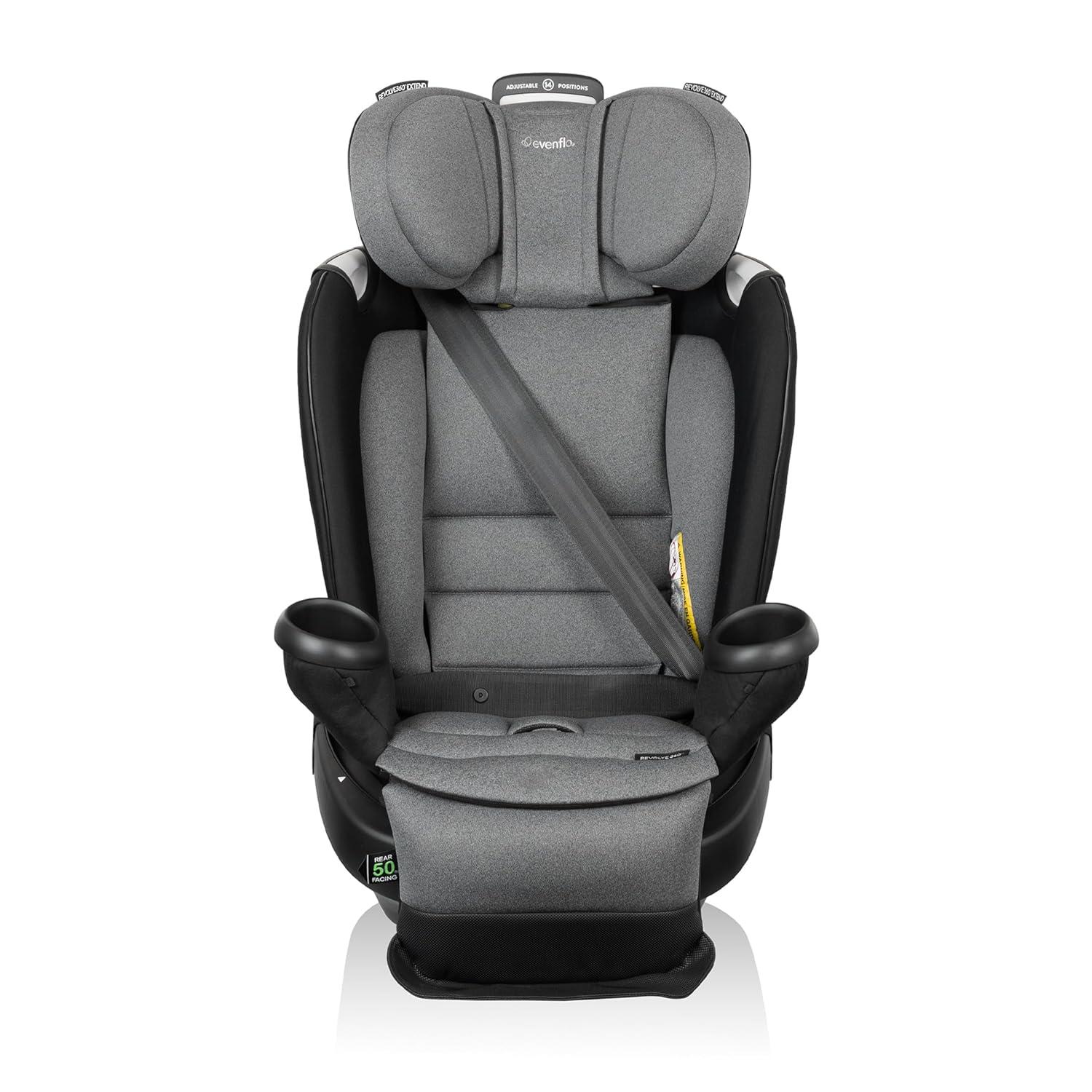 imageEvenflo Gold Revolve360 Extend AllinOne Rotational Car Seat with SensorSafe Onyx BlackMoonstone Gray