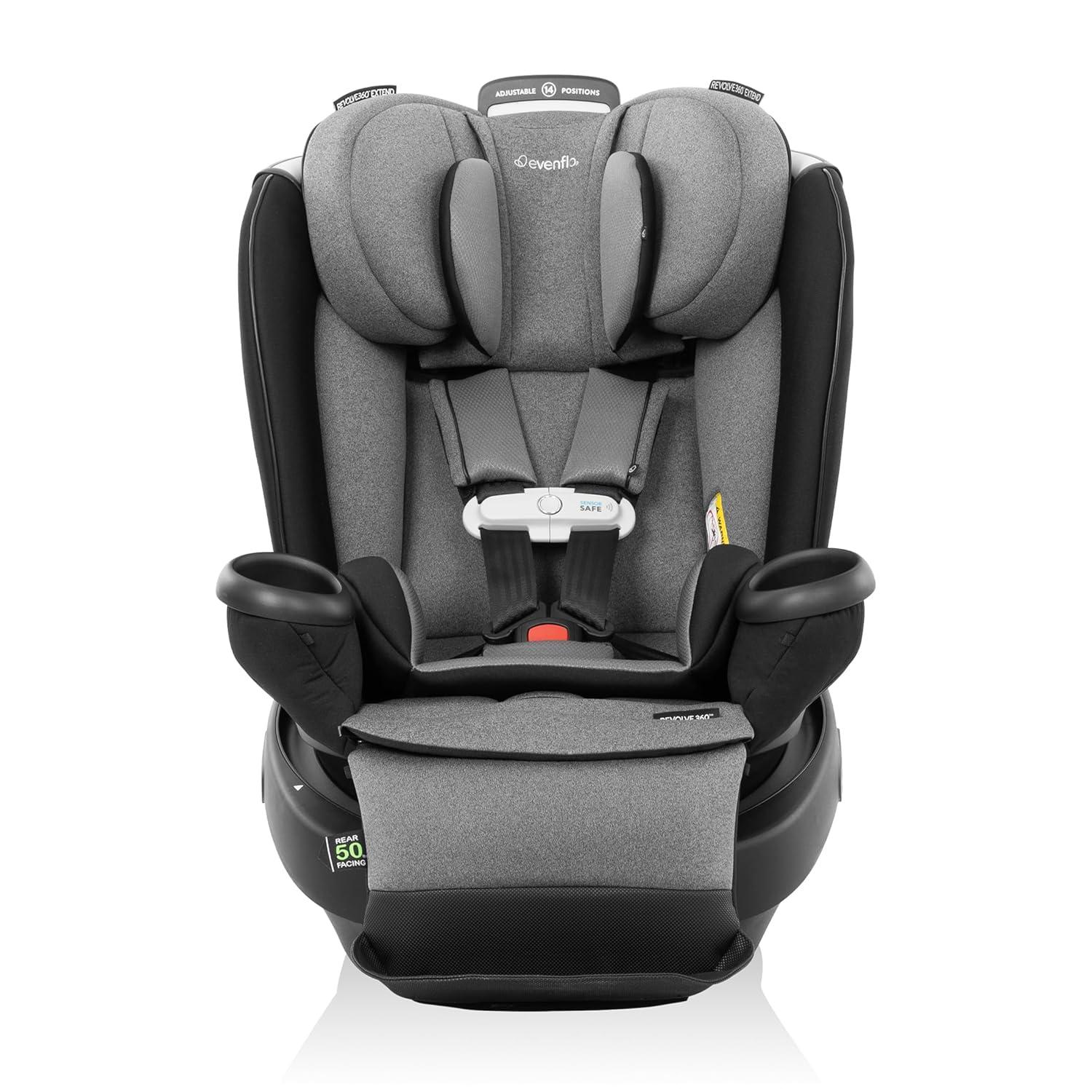 imageEvenflo Gold Revolve360 Extend AllinOne Rotational Car Seat with SensorSafe Onyx BlackMoonstone Gray