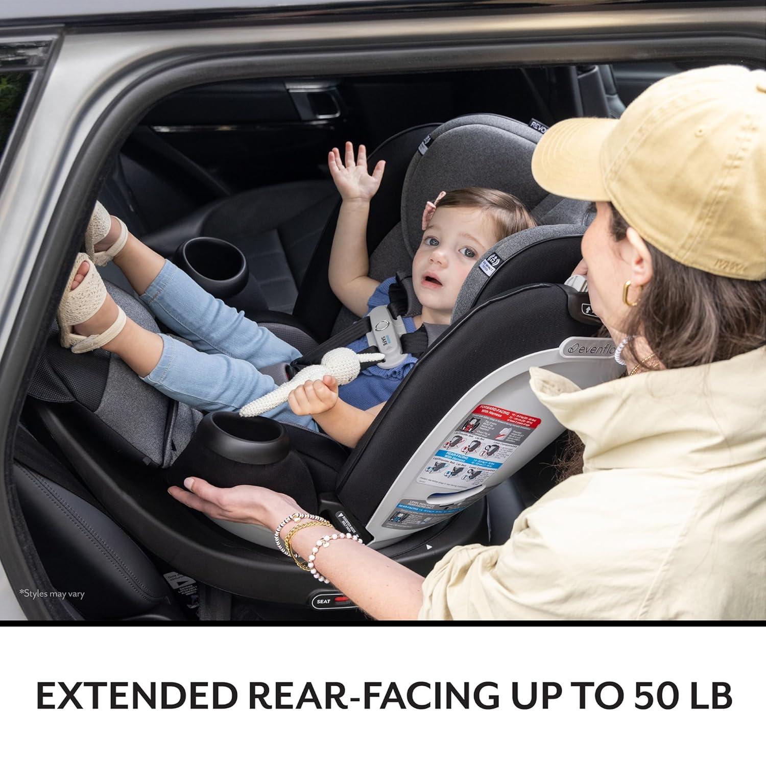 imageEvenflo Gold Revolve360 Extend AllinOne Rotational Car Seat with SensorSafe Onyx BlackSapphire Blue