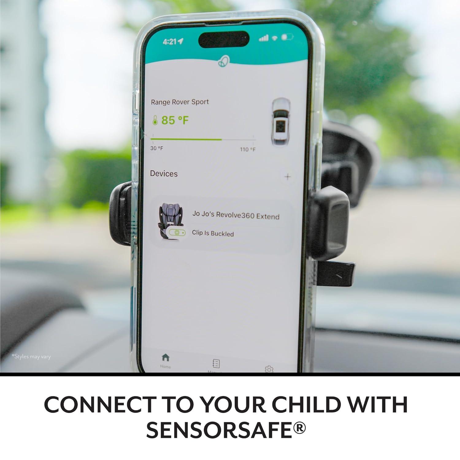 imageEvenflo Gold Revolve360 Extend AllinOne Rotational Car Seat with SensorSafe Onyx BlackSapphire Blue