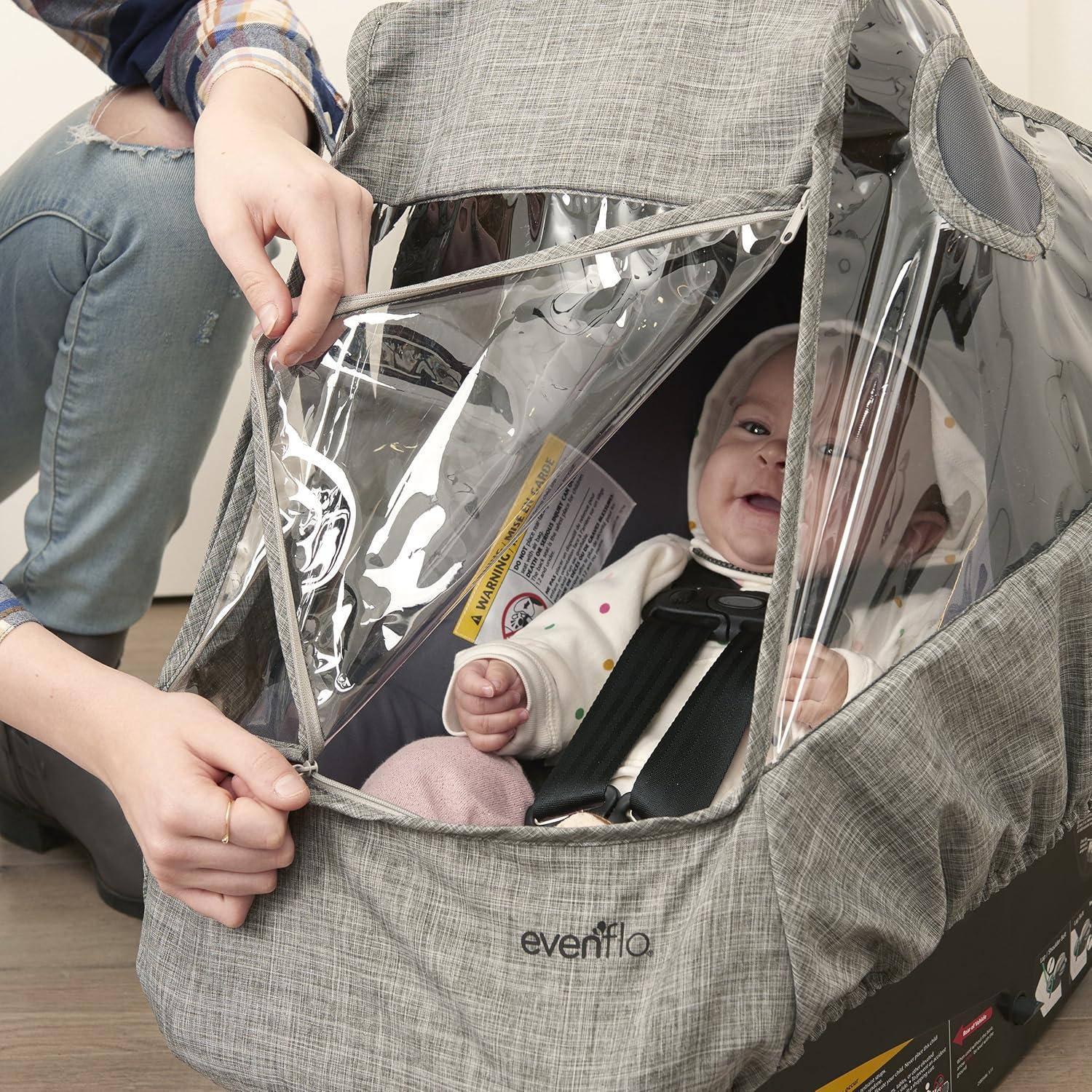 imageEvenflo Infant Car Seat Weather Shield Rain Cover Ventilated Panels Gray Melange