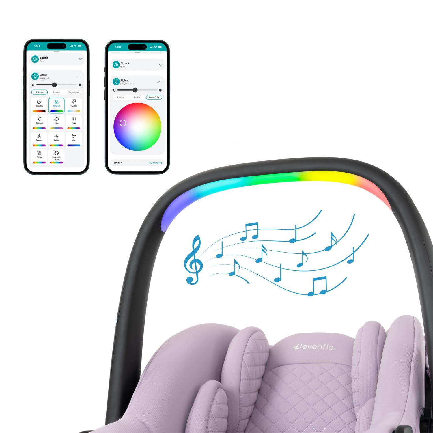 imageEvenflo LiteMax NXT RearFacing Lightweight Preemie and Infant Car Seat 330lbs with SensorySoothe Easy Install with Base QuartzAgate