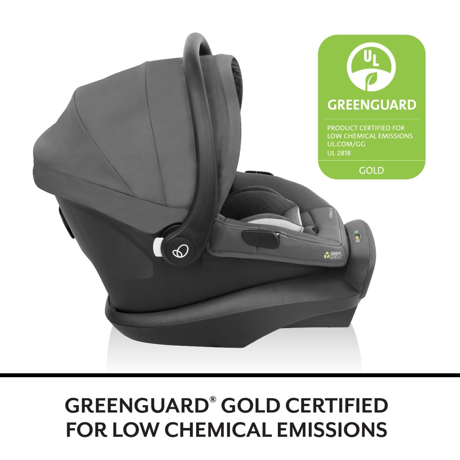 imageEvenflo LiteMax NXT RearFacing Lightweight Preemie and Infant Car Seat 330lbs with SensorySoothe Easy Install with Base QuartzAnchor Gray