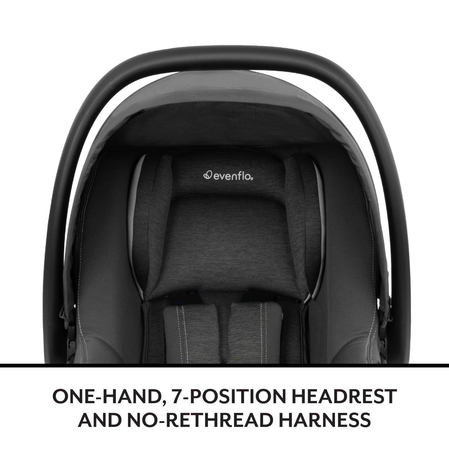 imageEvenflo LiteMax NXT RearFacing Lightweight Preemie and Infant Car Seat 330lbs with SensorySoothe Easy Install with Base QuartzPrimrose Pink