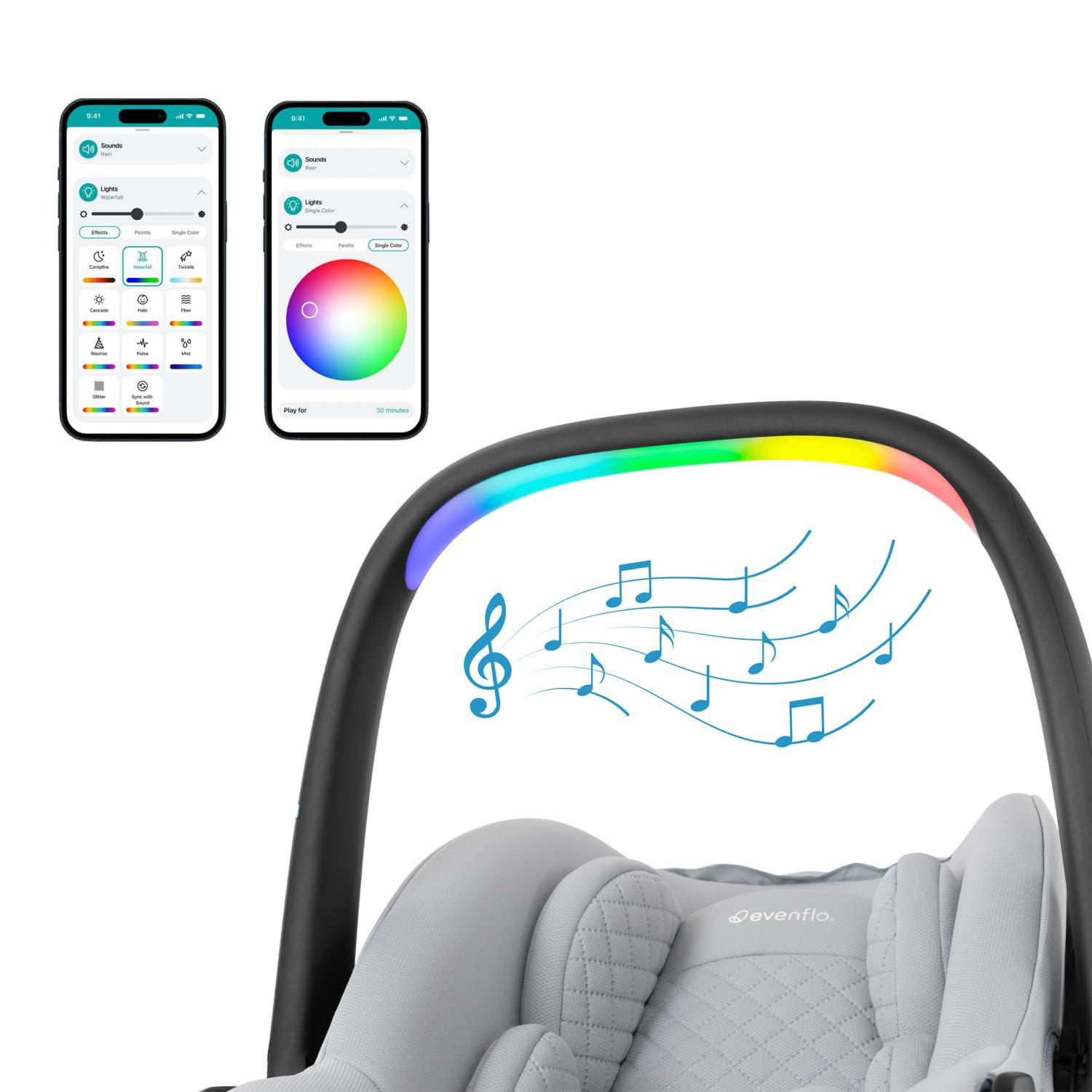 imageEvenflo LiteMax NXT RearFacing Lightweight Preemie and Infant Car Seat 330lbs with SensorySoothe Easy Install with Base QuartzQuartz