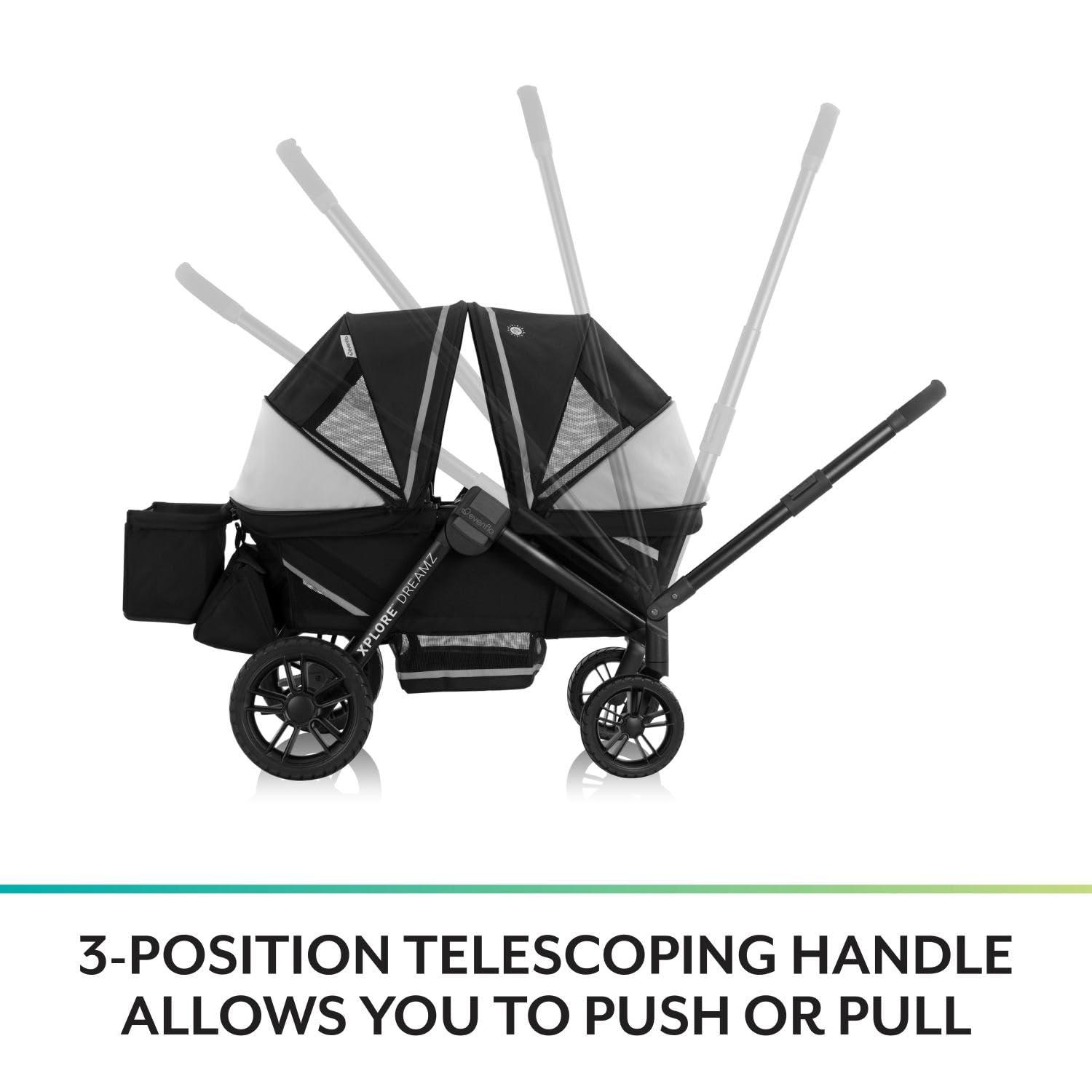 imageEvenflo Pivot Xplore Dreamz AllTerrain Stroller Wagon with Bassinet Insert Voyager GreenJetsetter Black
