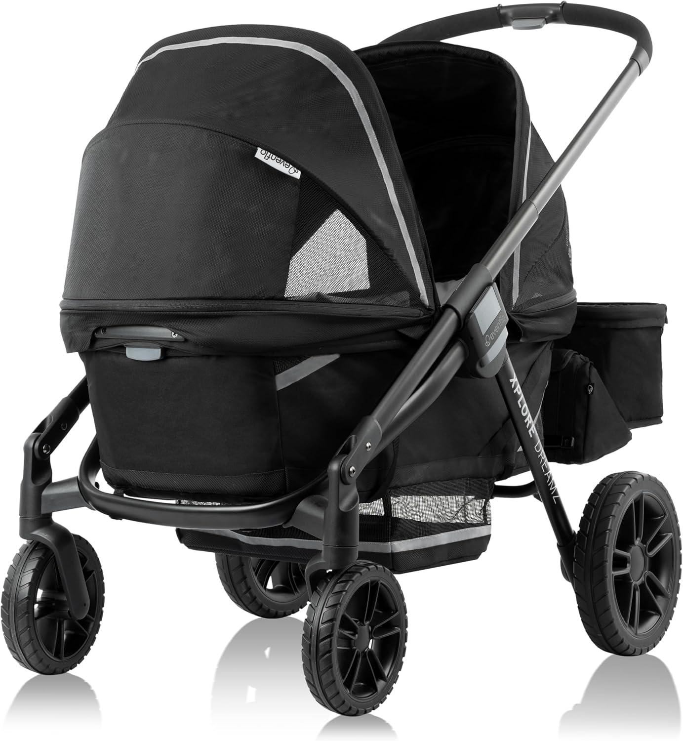 imageEvenflo Pivot Xplore Dreamz AllTerrain Stroller Wagon with Bassinet Insert and Adaptor Jetsetter Black