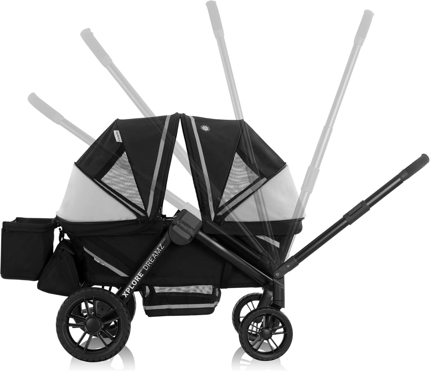 imageEvenflo Pivot Xplore Dreamz AllTerrain Stroller Wagon with Bassinet Insert and Adaptor Jetsetter Black
