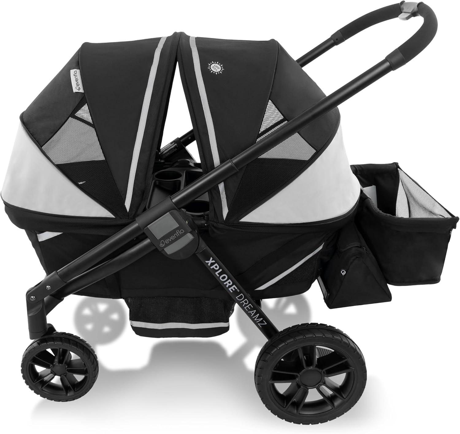 imageEvenflo Pivot Xplore Dreamz AllTerrain Stroller Wagon with Bassinet Insert and Adaptor Jetsetter Black