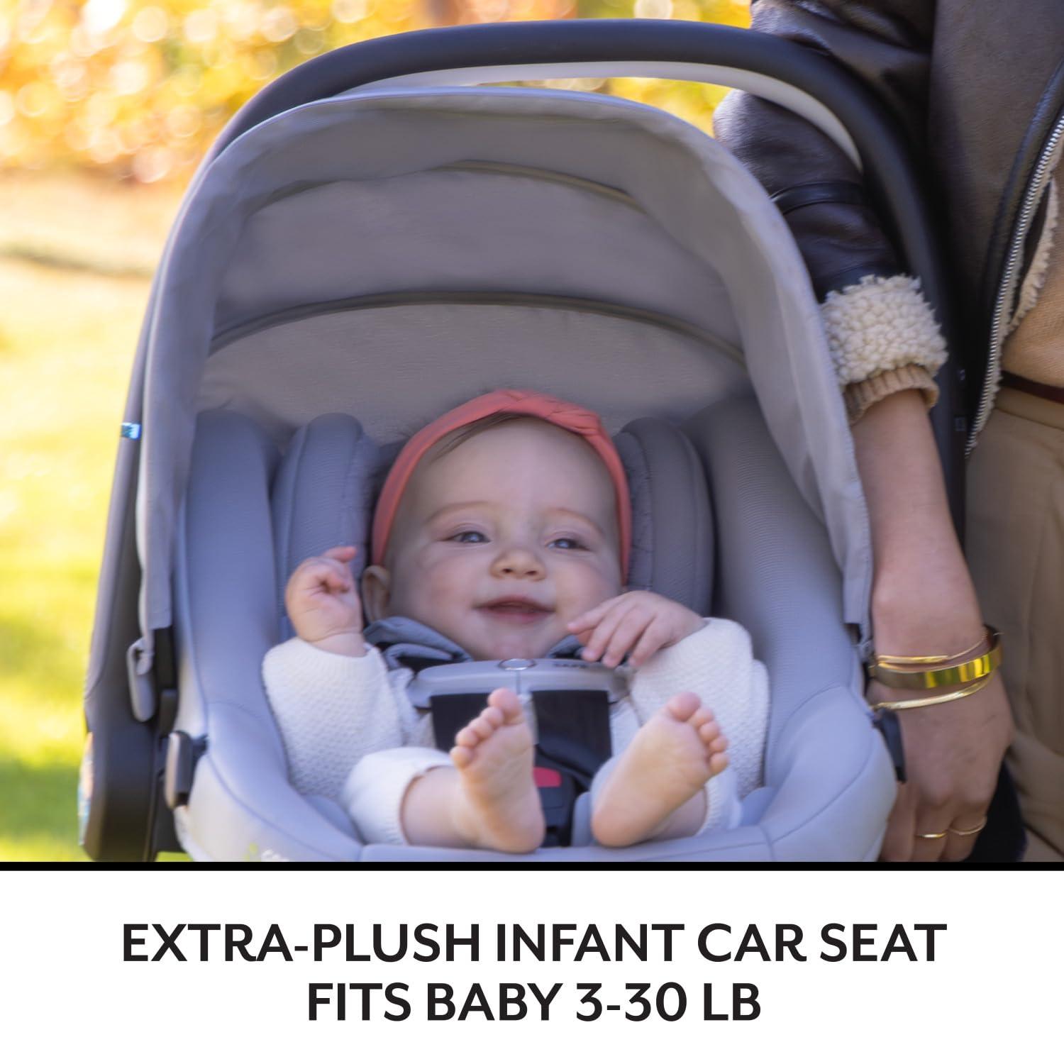 imageEvenflo Revolve180 LiteMax NXT Rotating RearFacing Lightweight Preemie and Infant Car Seat 330lbs with Green ampamp Gentle Easy Install with Base Primrose PinkFlint