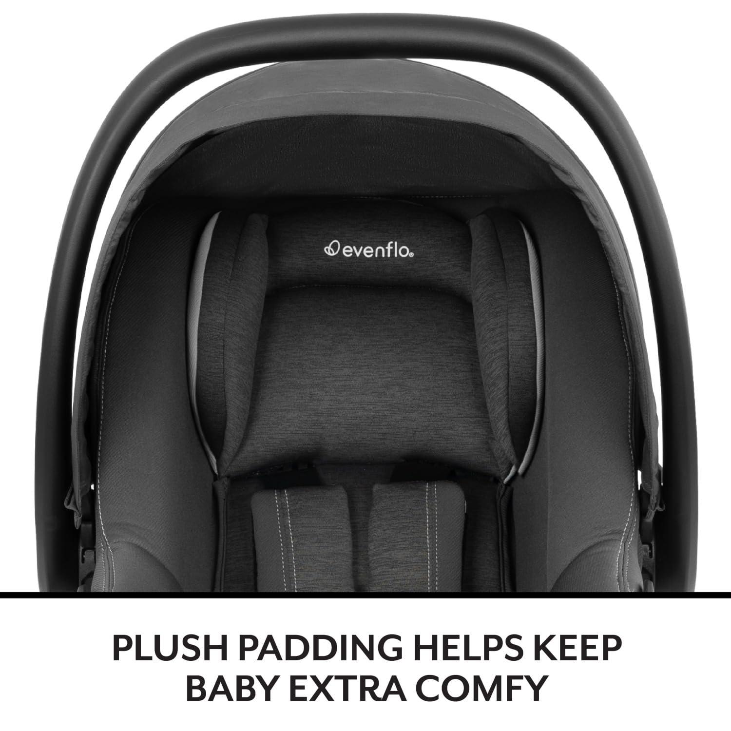 imageEvenflo Revolve180 LiteMax NXT Rotating RearFacing Lightweight Preemie and Infant Car Seat 330lbs with Green ampamp Gentle Easy Install with Base Primrose PinkAnchor Gray
