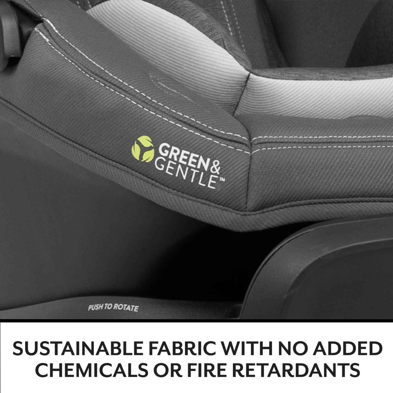 imageEvenflo Revolve180 LiteMax NXT Rotating RearFacing Lightweight Preemie and Infant Car Seat 330lbs with Green ampamp Gentle Easy Install with Base Primrose PinkAnchor Gray