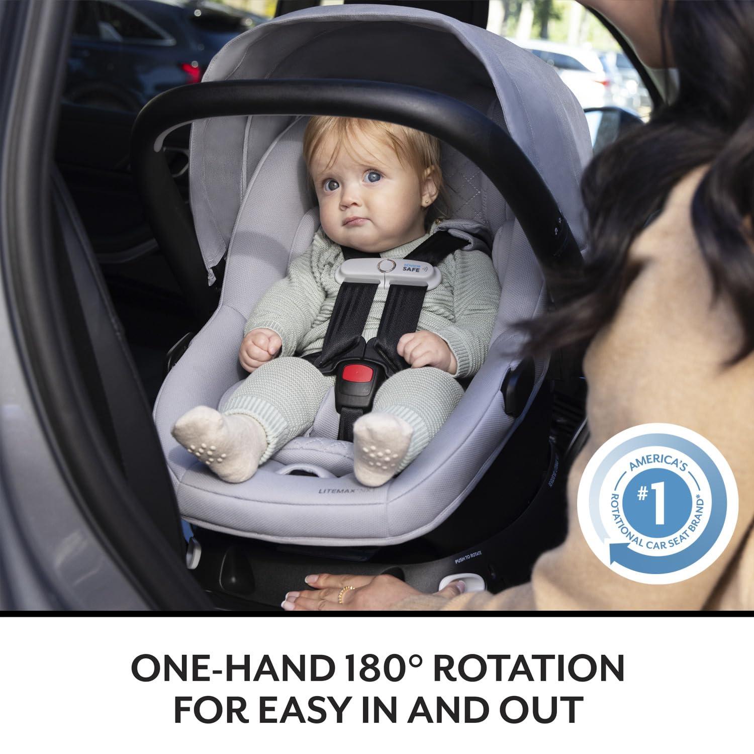 imageEvenflo Revolve180 LiteMax NXT Rotating RearFacing Lightweight Preemie and Infant Car Seat 330lbs with Green ampamp Gentle Easy Install with Base Primrose PinkAgate Purple