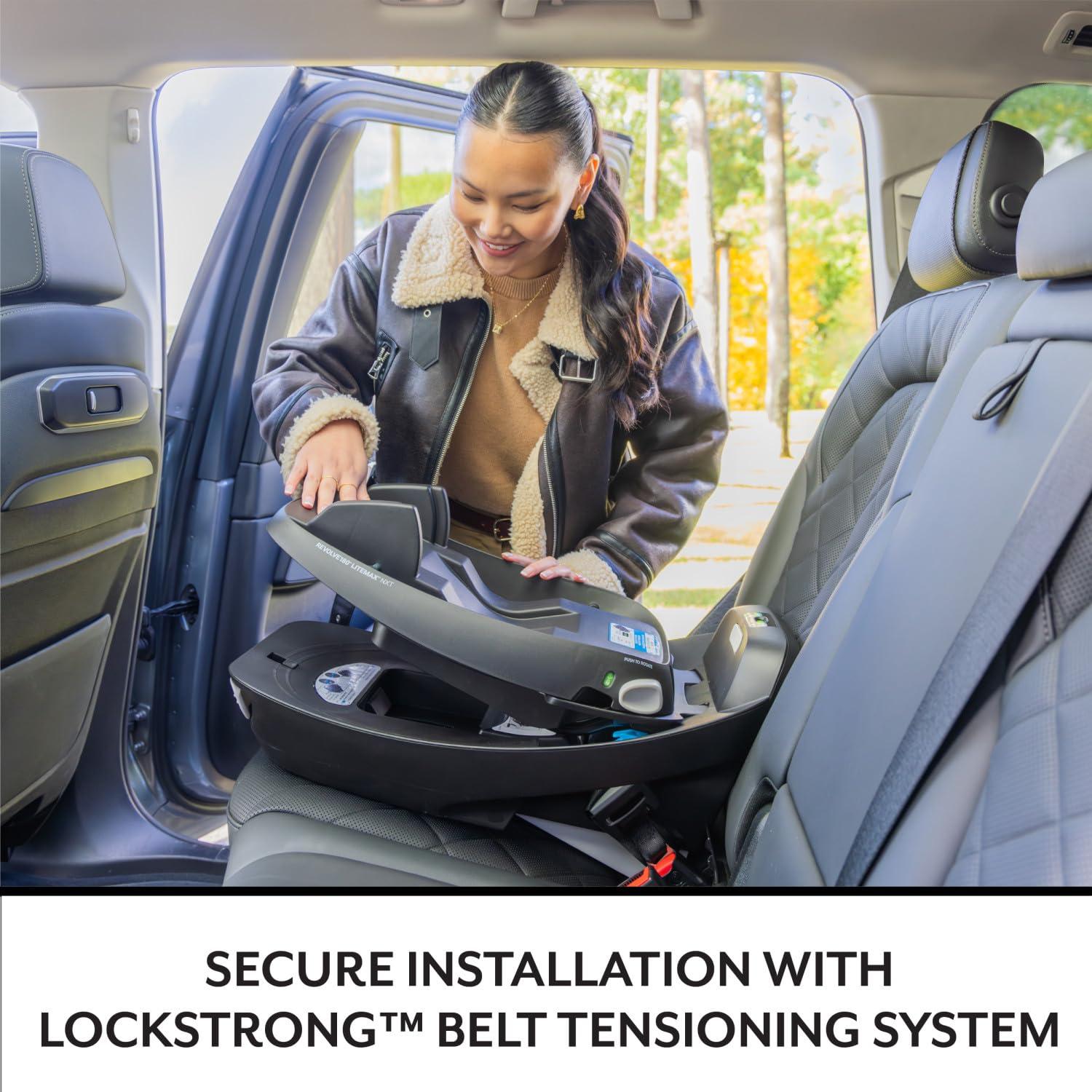 imageEvenflo Revolve180 LiteMax NXT Rotating RearFacing Lightweight Preemie and Infant Car Seat 330lbs with Green ampamp Gentle Easy Install with Base Primrose PinkAnchor Gray