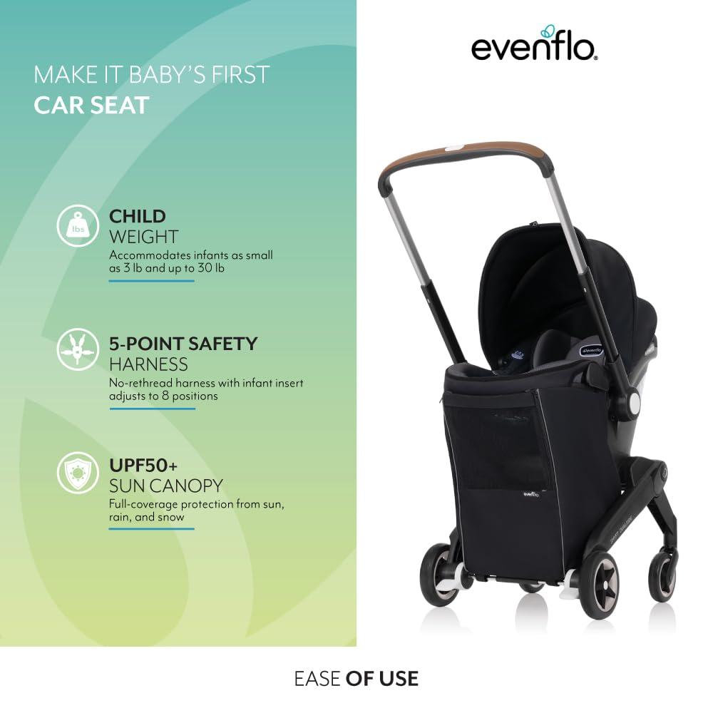 imageEvenflo Shyft DualRide Infant Car Seat Stroller Combo with Carryall Storage Boone GraySylva Pink