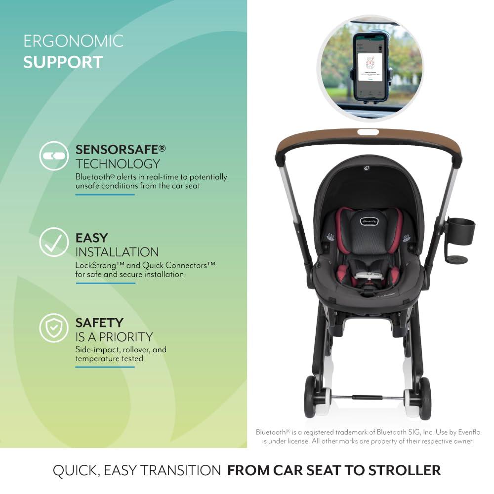 imageEvenflo Shyft DualRide Infant Car Seat Stroller Combo with Carryall Storage Boone GraySylva Pink