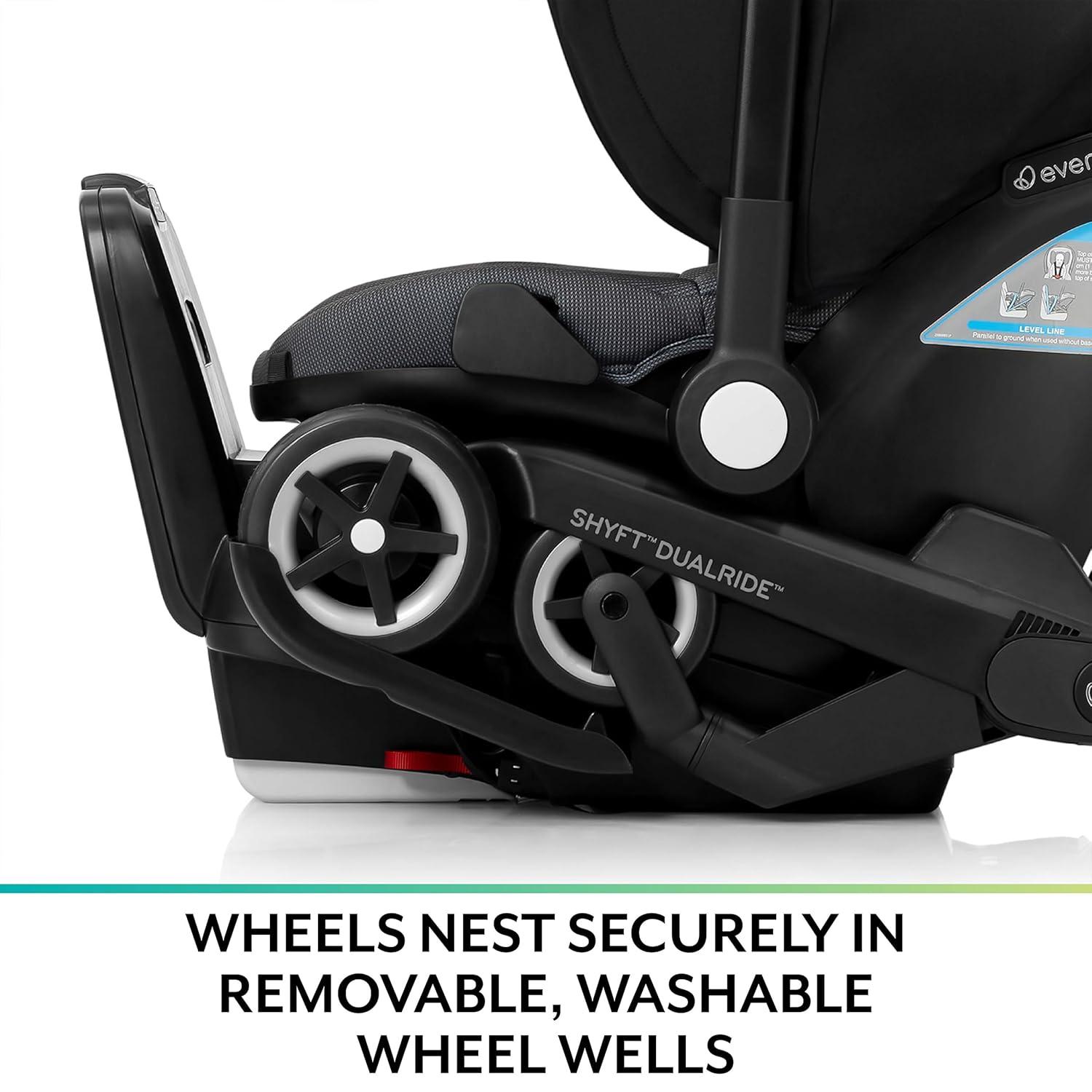 imageEvenflo Shyft DualRide Infant Car Seat Stroller Combo with Carryall Storage Boone GraySylva Pink