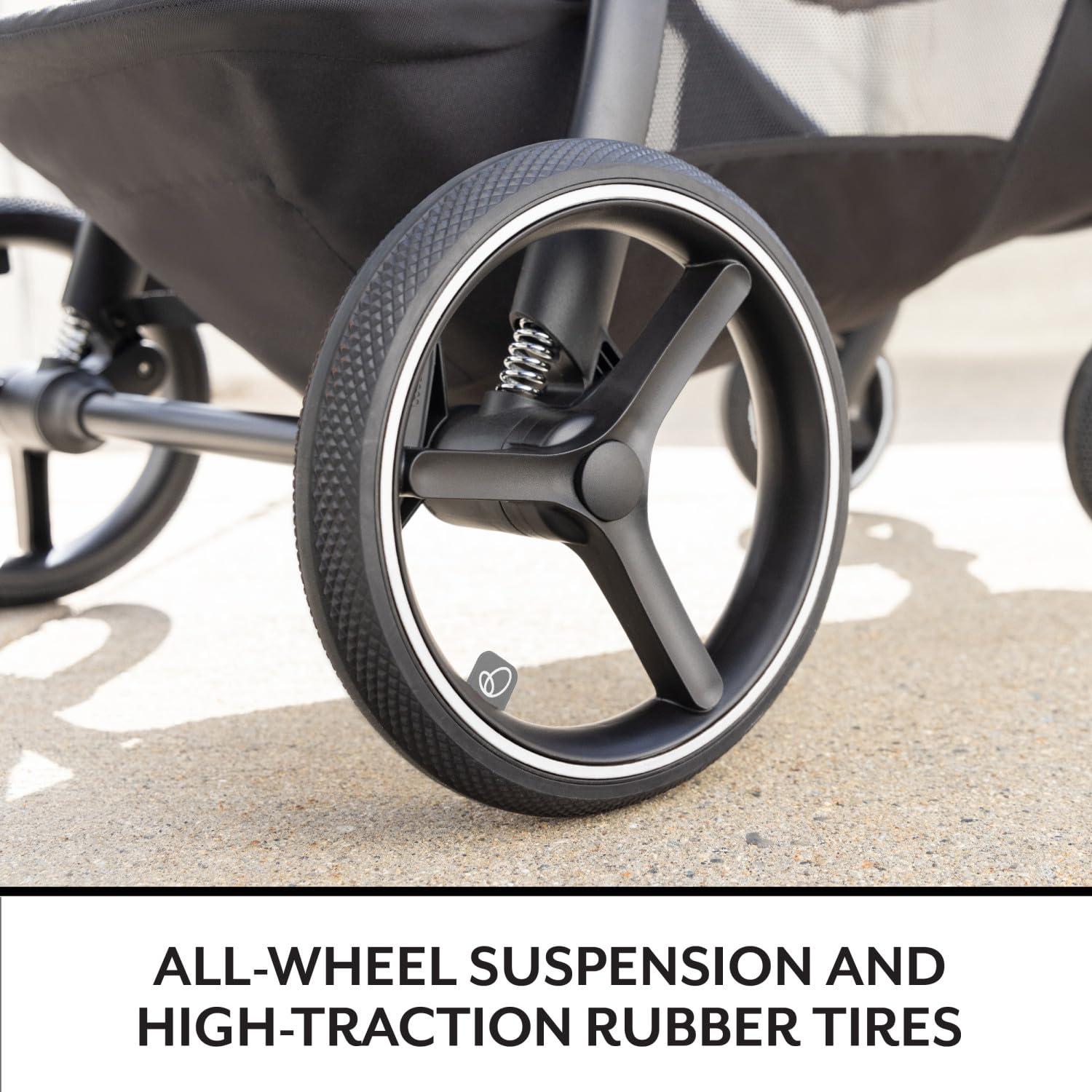 imageEvenflo Shyft Intuiti Travel System Featuring Revolve180 LiteMax NXT Rotating RearFacing Lightweight Preemie and Infant Car Seat with SensorySoothe 330 lbs Dubhan BlackBlack Shale