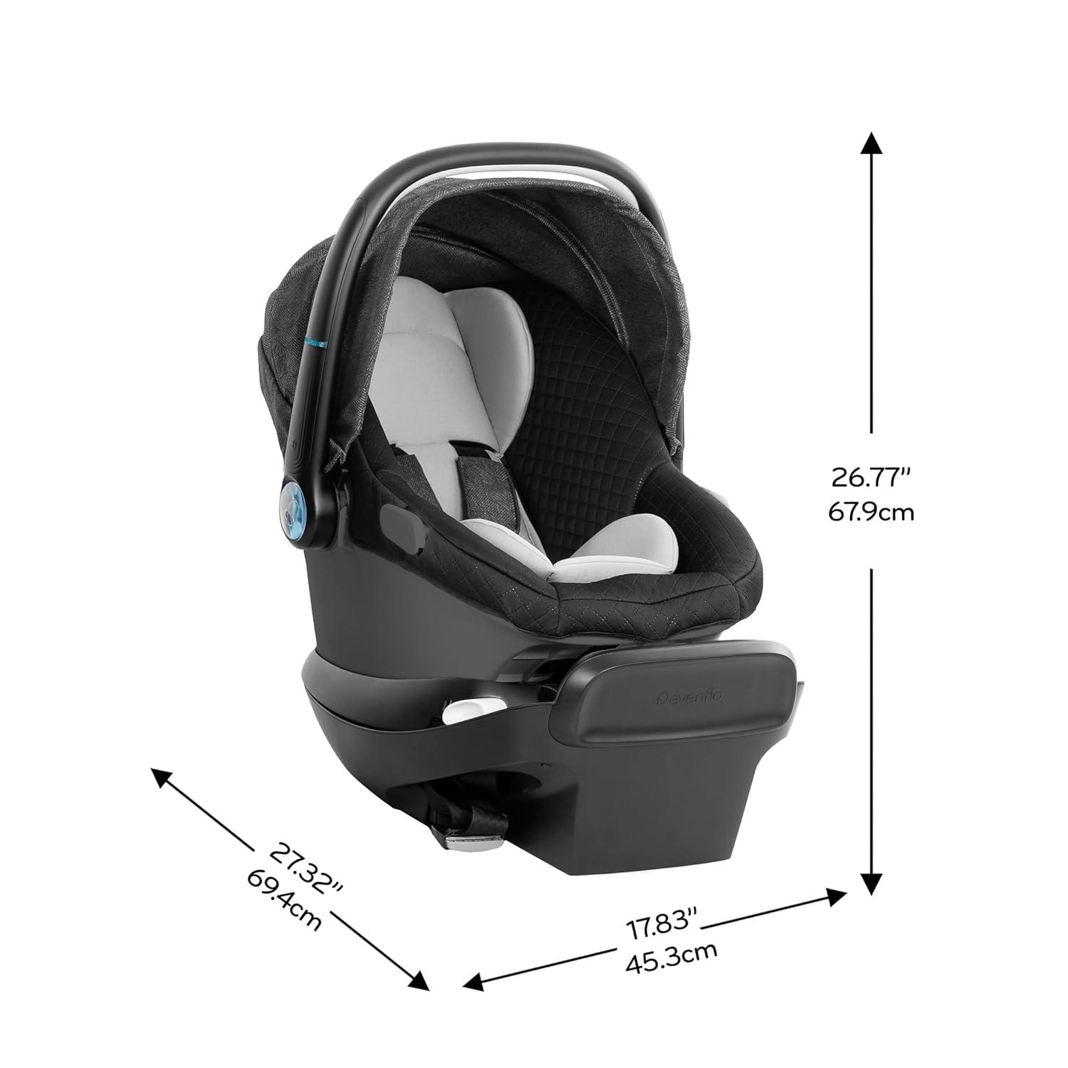imageEvenflo Shyft Intuiti Travel System Featuring Revolve180 LiteMax NXT Rotating RearFacing Lightweight Preemie and Infant Car Seat with SensorySoothe 330 lbs Dubhan BlackAngler Tweed