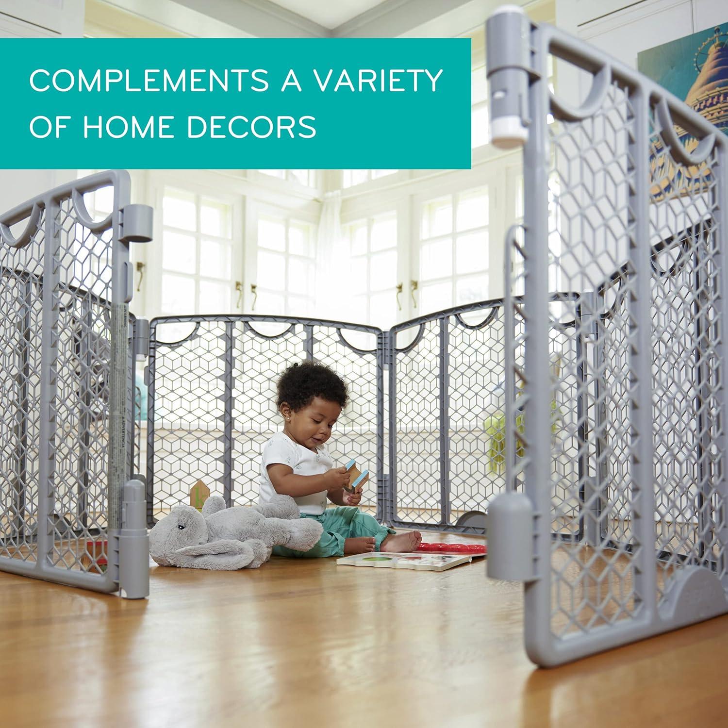 imageEvenflo Versatile Play Space Adjustable Play Area 6Panel Cool GrayCool Gray