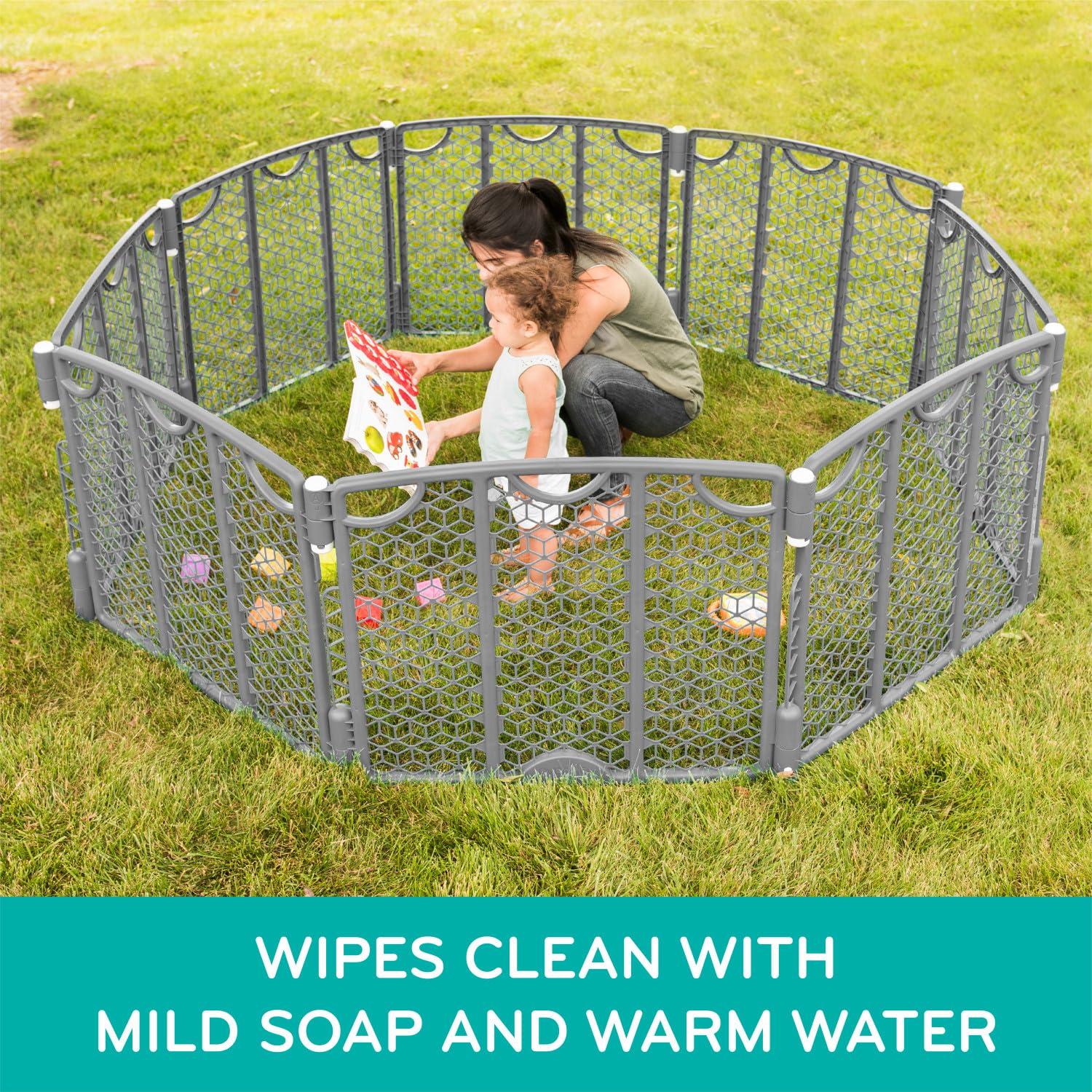 imageEvenflo Versatile Play Space Adjustable Play Area 6Panel Cool GrayCool Gray