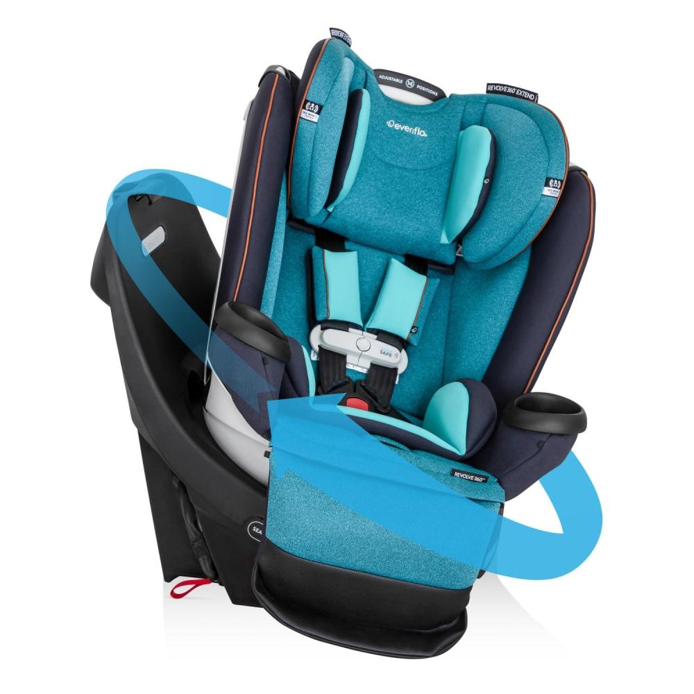 imageEvenflo Gold Revolve360 Extend AllinOne Rotational Car Seat with SensorSafe Onyx BlackBlue