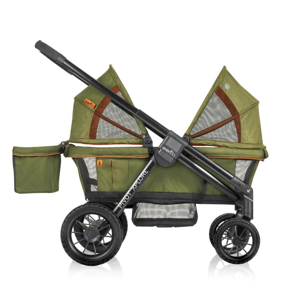 imageEvenflo Pivot Xplore Dreamz AllTerrain Stroller Wagon with Bassinet Insert Voyager GreenRanger Green