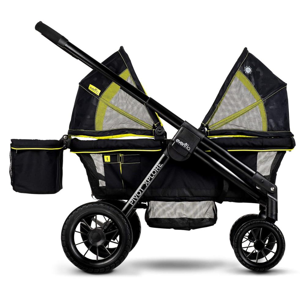 imageEvenflo Pivot Xplore Dreamz AllTerrain Stroller Wagon with Bassinet Insert Voyager GreenWayfarer Black