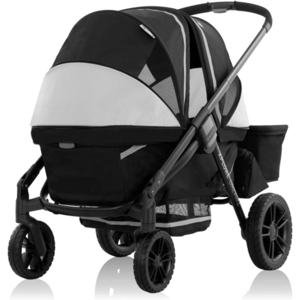 imageEvenflo Pivot Xplore Dreamz AllTerrain Stroller Wagon with Bassinet Insert and Adaptor Jetsetter Black