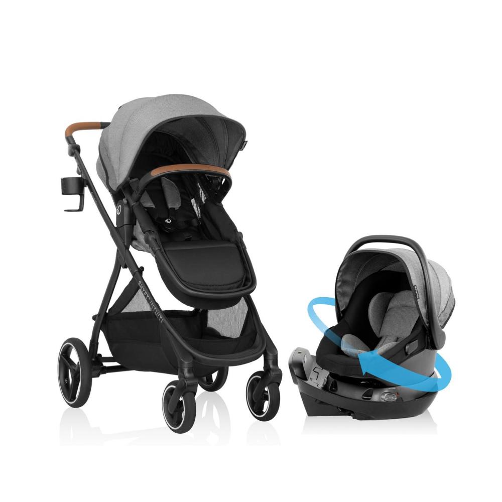 imageEvenflo Shyft Intuiti Travel System Featuring Revolve180 LiteMax NXT Rotating RearFacing Lightweight Preemie and Infant Car Seat with SensorySoothe 330 lbs Dubhan BlackFossil Gray