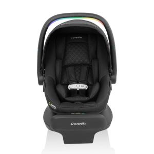 Evenflo LiteMax NXT Rear-Facing Lightweight Preemie and Infant Car Seat 3-30lbs with SensorySoothe. Easy Install with Base (Quartz)(Jasper Black)