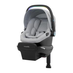 Evenflo Revolve180 LiteMax NXT Rotating Rear-Facing Lightweight Preemie and Infant Car Seat 3-30lbs with Green & Gentle. Easy Install with Base (Primrose Pink)(Quartz)