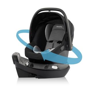 Evenflo Revolve180 LiteMax NXT Rotating Rear-Facing Lightweight Preemie and Infant Car Seat 3-30lbs with Green & Gentle. Easy Install with Base (Primrose Pink)(Cinder Gray)