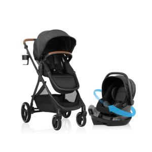 Evenflo Shyft Intuiti+ Travel System Featuring Revolve180 LiteMax™ NXT Rotating Rear-Facing Lightweight Preemie and Infant Car Seat with SensorySoothe 3-30 lbs. (Dubhan Black)(Black Shale)