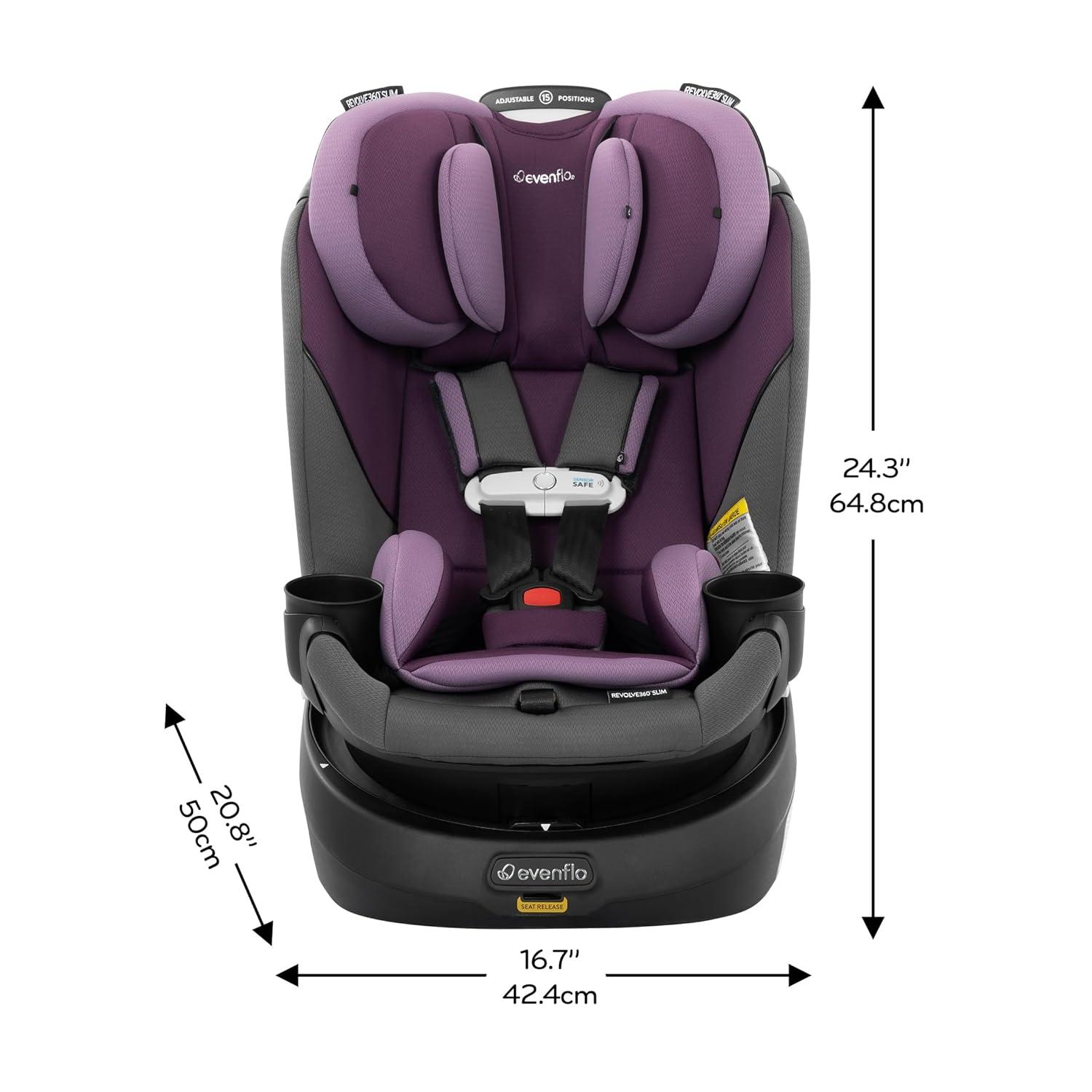 imageEvenflo Gold Revolve360 Slim 2in1 Rotational Car Seat with SensorSafe Amethyst PurpleAmethyst Purple