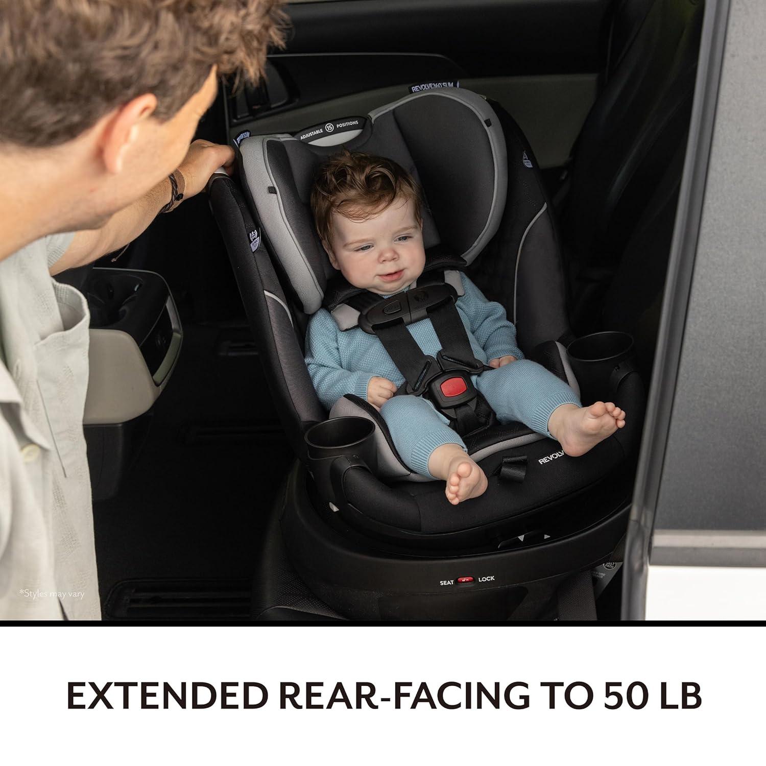 imageEvenflo Gold Revolve360 Slim 2in1 Rotational Car Seat with SensorSafe Amethyst PurpleAmethyst Purple