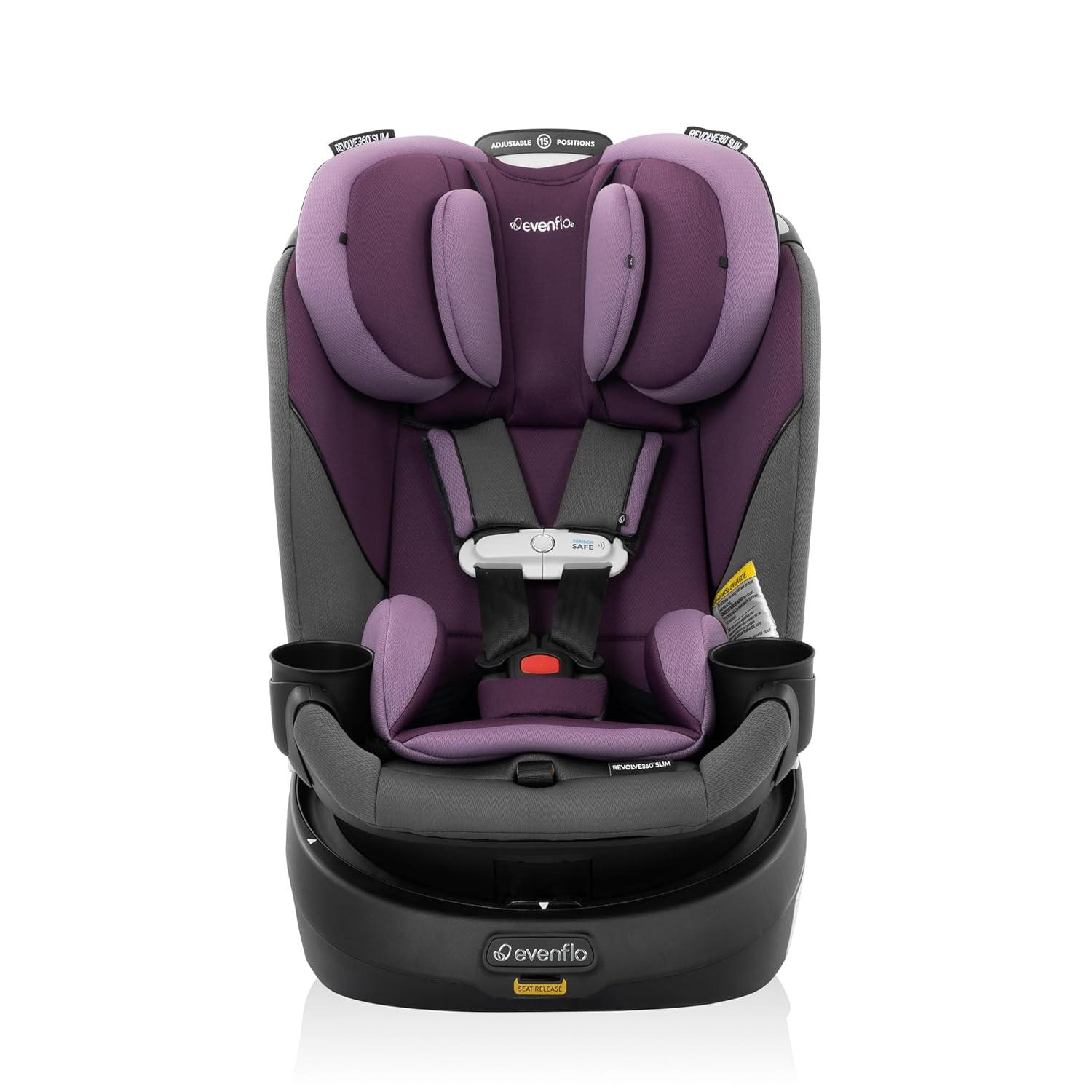 imageEvenflo Gold Revolve360 Slim 2in1 Rotational Car Seat with SensorSafe Amethyst PurpleAmethyst Purple