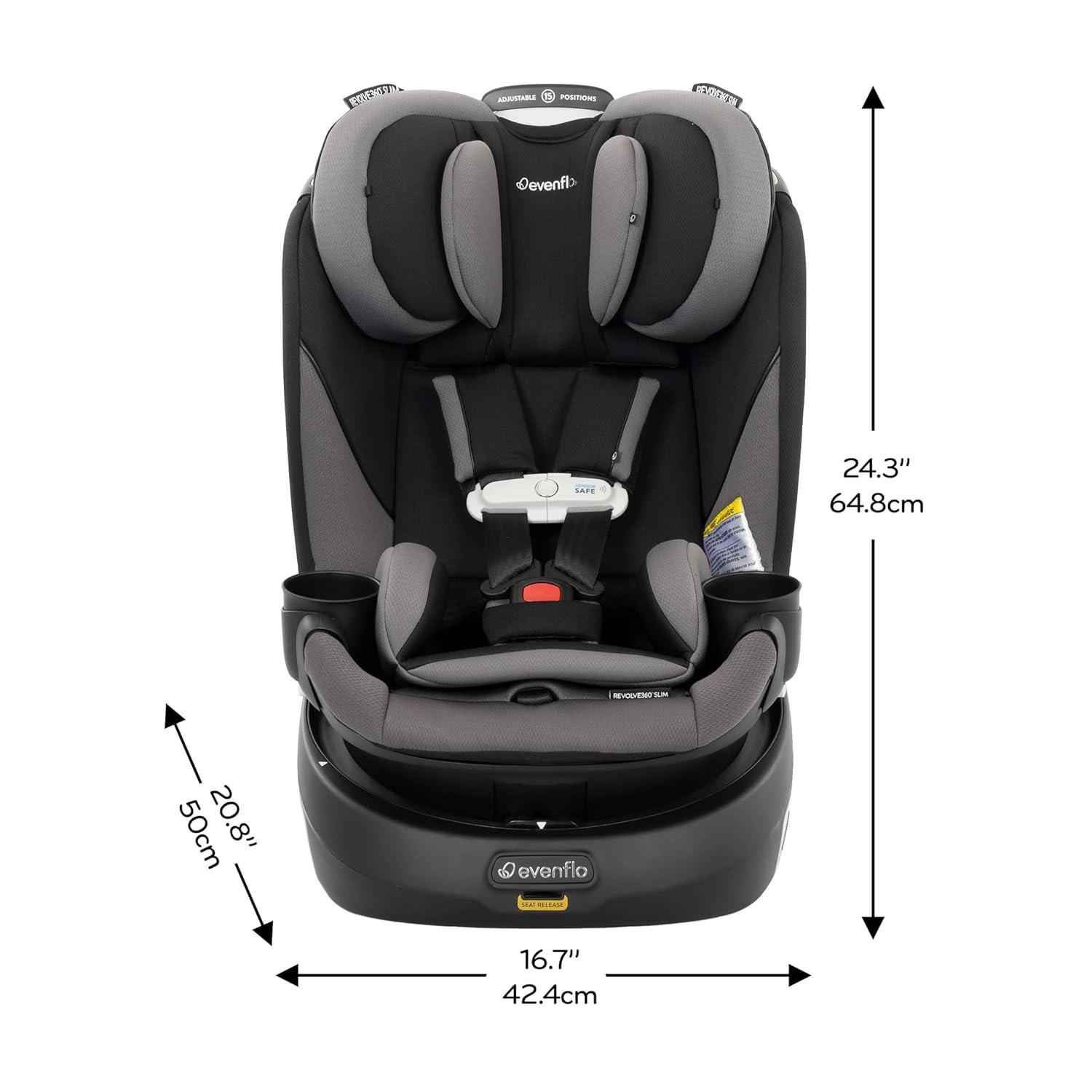 imageEvenflo Gold Revolve360 Slim 2in1 Rotational Car Seat with SensorSafe Amethyst PurpleObsidian Black