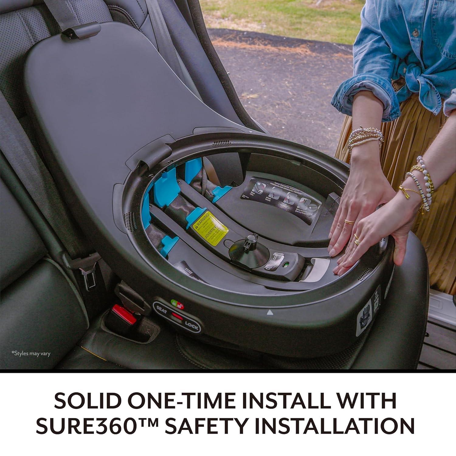 imageEvenflo Gold Revolve360 Slim 2in1 Rotational Car Seat with SensorSafe Amethyst PurpleObsidian Black