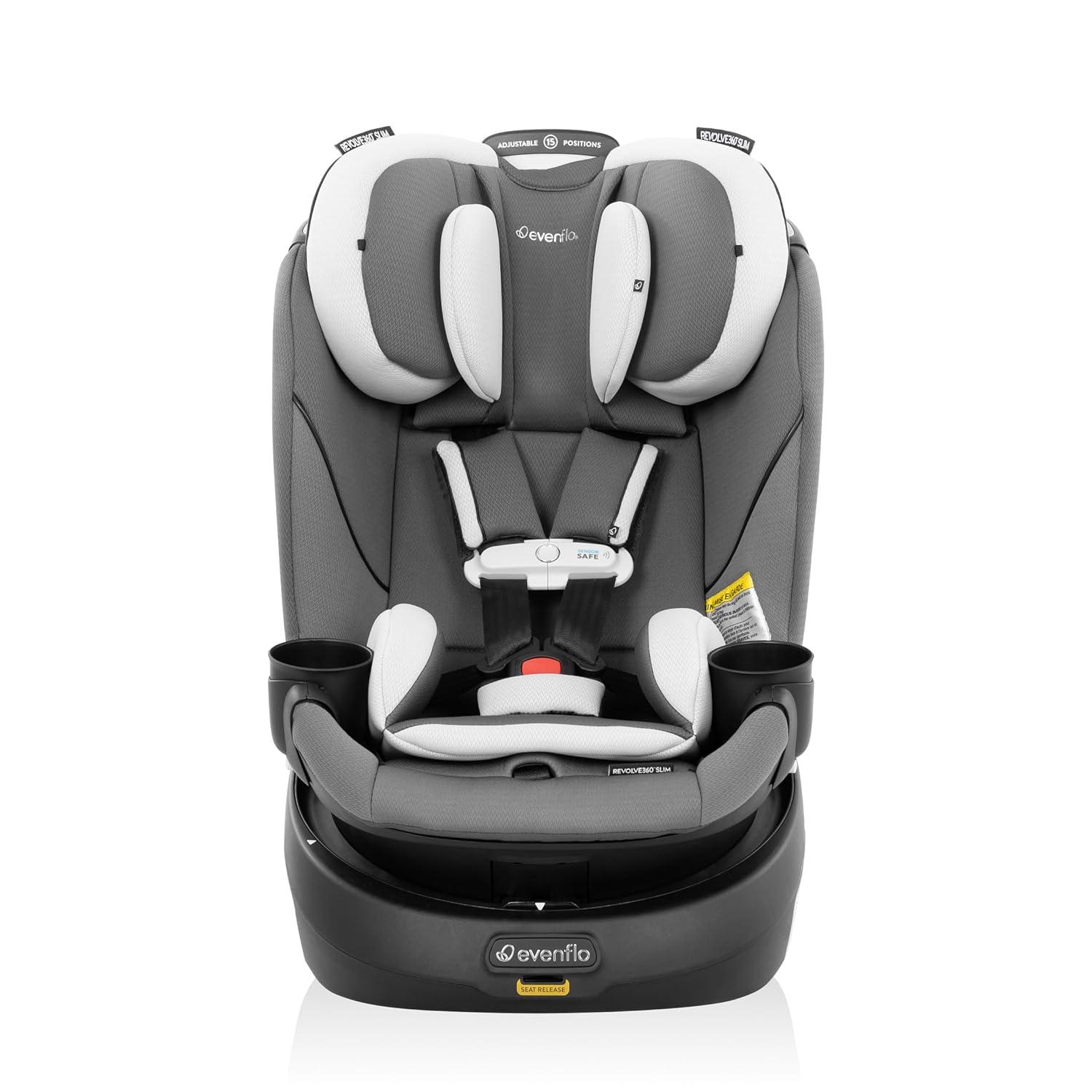imageEvenflo Gold Revolve360 Slim 2in1 Rotational Car Seat with SensorSafe Amethyst PurplePearl Gray