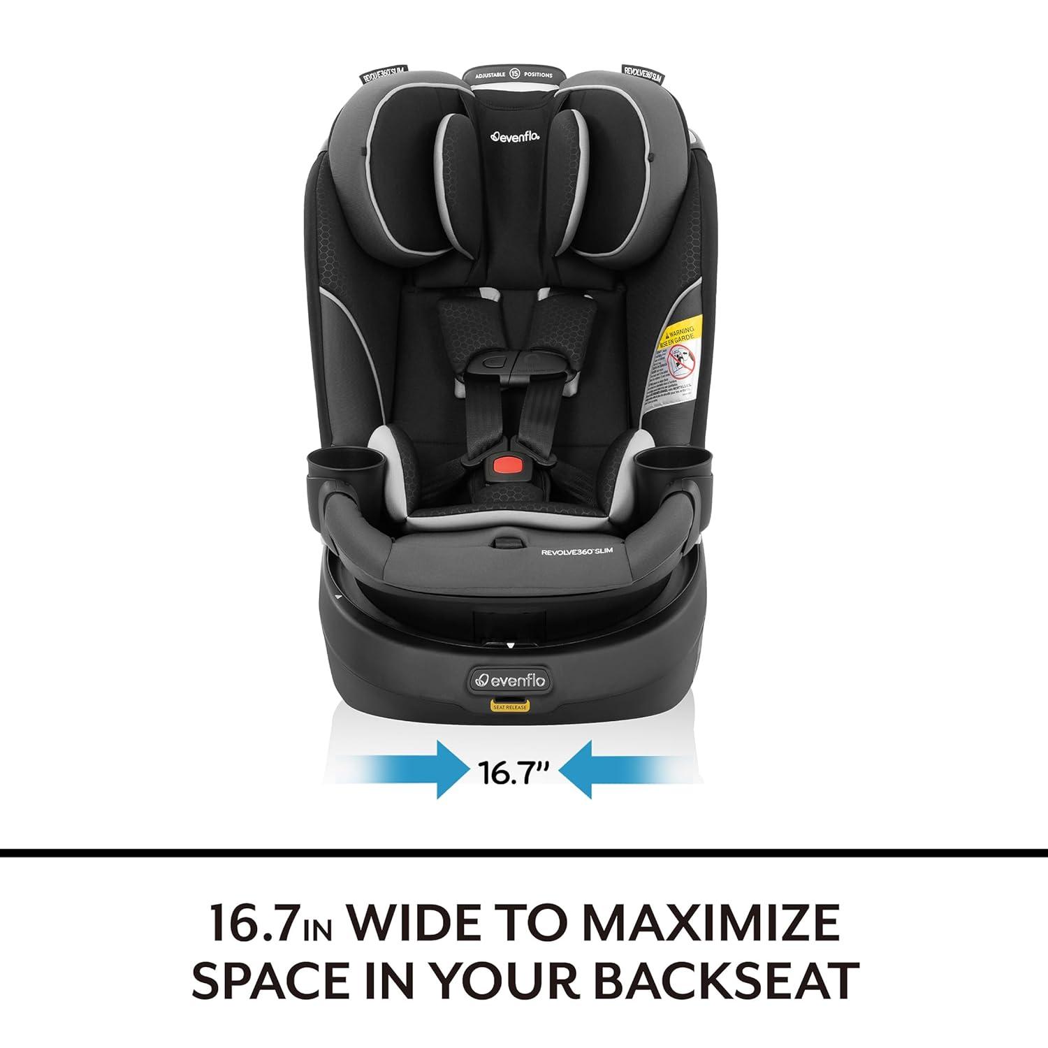 imageEvenflo Gold Revolve360 Slim 2in1 Rotational Car Seat with SensorSafe Amethyst PurplePearl Gray