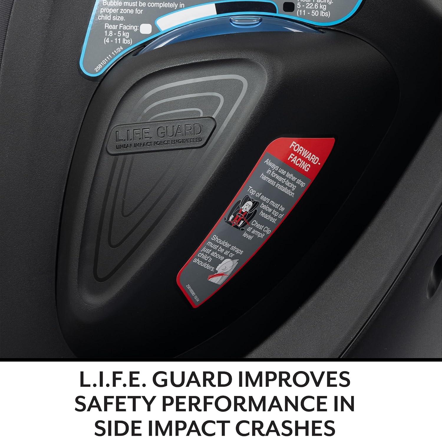 imageEvenflo Gold Revolve360 Slim 2in1 Rotational Car Seat with SensorSafe Amethyst PurplePearl Gray